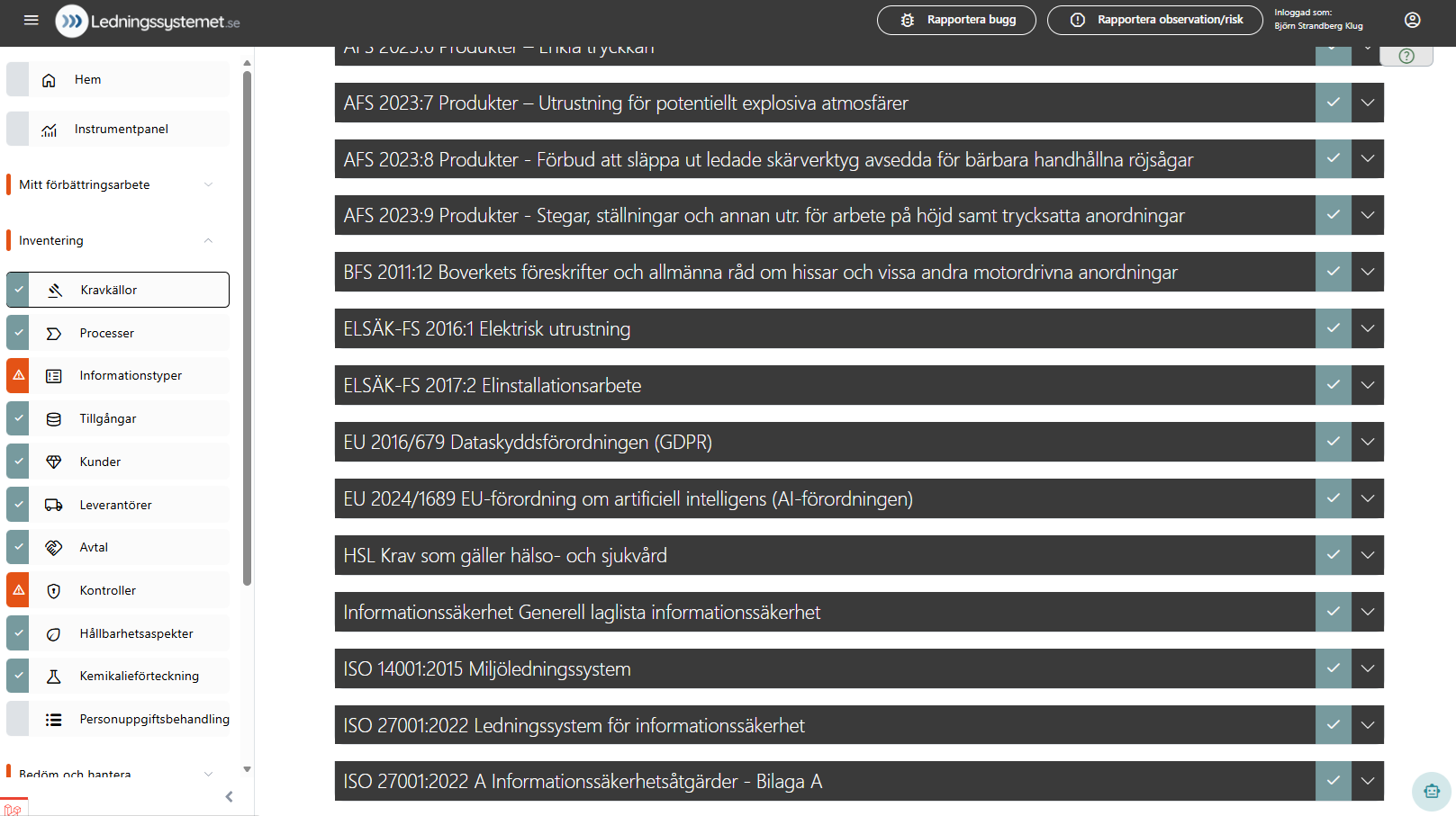 Kravkällor kan registreras av organisationen eller tillhandahållas genom samordningsportal.
